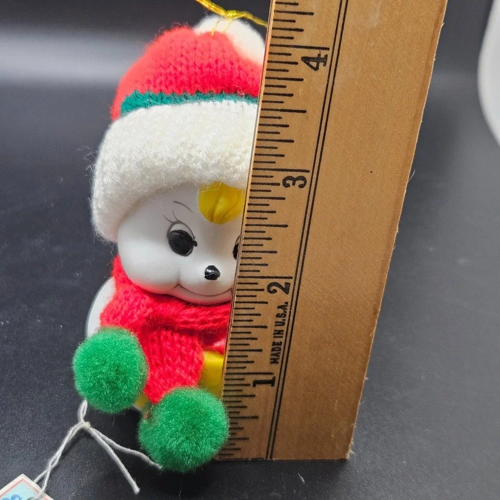 Vintage Giftco Snow Bells Bisque Porcelain Snowman Bell Ornament Taiwan